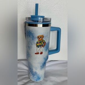 Blue Travel cup  with Bear Design